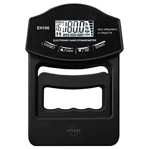 Newest Hand Dynamometer Grip Strength Measurement Meter / Trainer, Auto Capturing Electronic Hand Grip Power Up to 396lb/180Kg