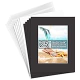 Golden State Art, Pack of 25, 16x20 Black Picture Mats Mattes with White Core Bevel Cut for 11x14 Photo + Backing + Bags