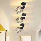 Lichtmaler Aplique Pared Interior Vintage - Lampara Pared Techo Foco Rustico - Aplique Techo Orientable Luz E14 - Foco Pared Negro Forja Mesita Noche Pasillo, Bombilla NO Incluida