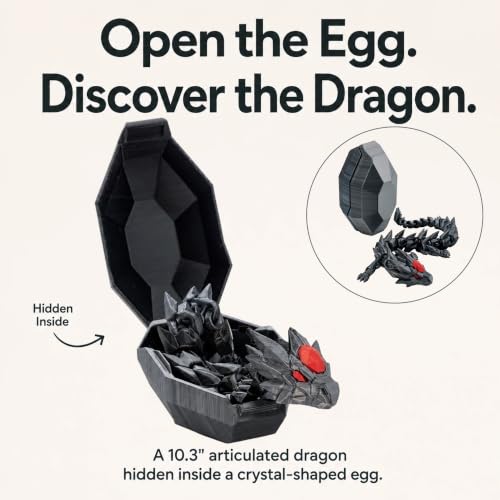 Xonery 3D Printed Crystal Dragon & Egg, Articulated Dragon for Dragon Fans - image 2