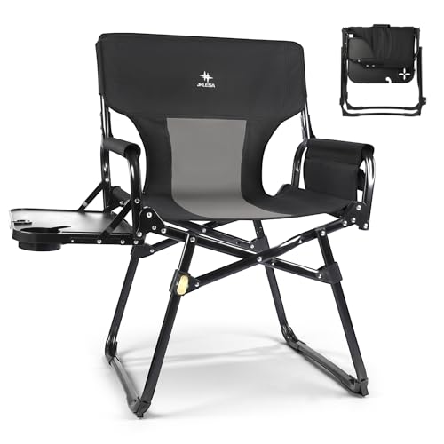 JKLESA Heavy-Duty Camping Director’s Chair with Side Table, 400lb Capacity,