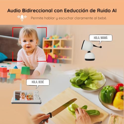 Cámara Vigilancia Bebé Full HD 1080P PTZ, Vigilabebés con Pantalla IPS de 5”, Audio 2 Vías, Detección de Llanto y Movimiento, Visión Nocturna, VOX, Modo Wi-Fi Apagado,Wi-Fi Remoto, Largo Alcance 500m - imagen 5