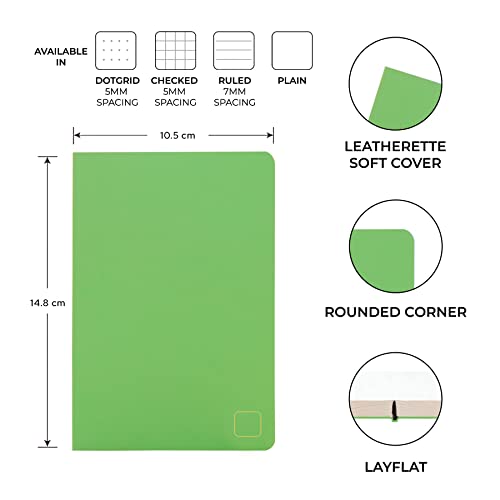 Image of NEORAH - A6 Notebook SOFT COVER|Journal REFILL |Unruled Notebook Journal | 110 GSM |160 pages (Size 14.8 cm x 10.5 cm) Planner Journaling Writing Note Taking Diary -LIGHT GREEN