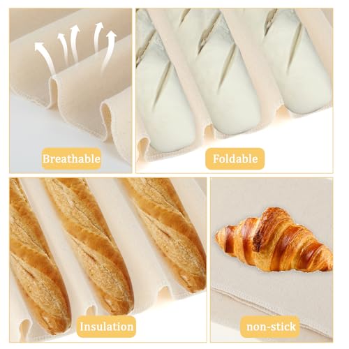 2PCS Proofing Cloth for Bread Baking 14x18 Inches Linen Cloth Reusable Bread Proofing Cloth Thick Baking Bread Cloth for Dough, Baguettes, Loaves, Pastry, Homemade Bread - Thumbnail 4