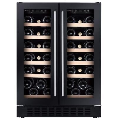CDA 40 Bottle Capacity Dual Zone Freestanding 60cm Under Counter Wine Cooler - Black