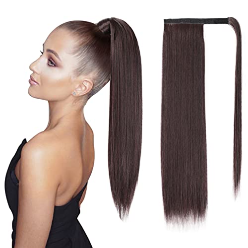Stamped Glorious Wrap Around Straight Ponytail Extension Clip in Long Straight Hair Ponytail for Women Magic Paste Hairpiece (2/33#)