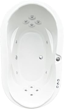 73 in. x 43 in. Elite Series Acrylic Oval Drop-In Whirlpool Bathtub with Reversible Drain in Bone - Includes 12.5 Amp In-Line Heater