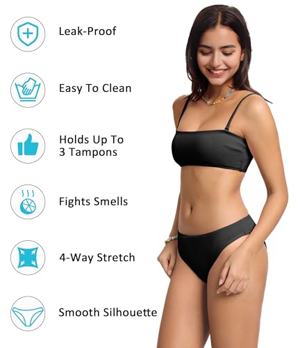 Beautikini Period Swimwear Bikini Menstrual Swim Bottoms Leakproof Low Waisted Period Bathing Suit Bottoms for Teen Girls3
