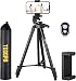 Produktbild Stativ Bluetooth, Handy Stativ(135cm/53 Zoll) mit Universalclip und 360 ° Schwenkkopf, Stativständer für Kreuzlinienlaser, Kamera/Telefon/Video und Kreuzlinienlaser - TECCPO PMLT01H