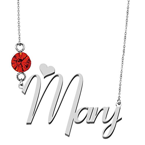 HUAN XUN Custom Name Jewelry Birthstone Necklace Mary