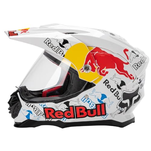 Cascos de Motocross para Motocicletas con Lente Cascos MX para Adultos y Adolescentes para Turismo Todoterreno Certificados Dot Ligeros ABS Calle Cemento Descenso Enduro ATV Blanco L/59-60cm
