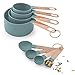 COOK With COLOR 8-Piece Mint Green Nylon Measuring Cups and Measuring Spoon Set With Rose Gold Copper Handles