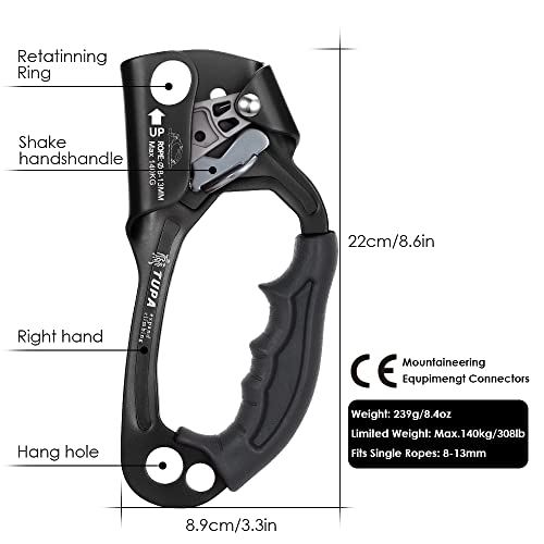 image for LIXADA Climbing Hand Ascender 8-13mm Vertical Rope Access with Ergonom