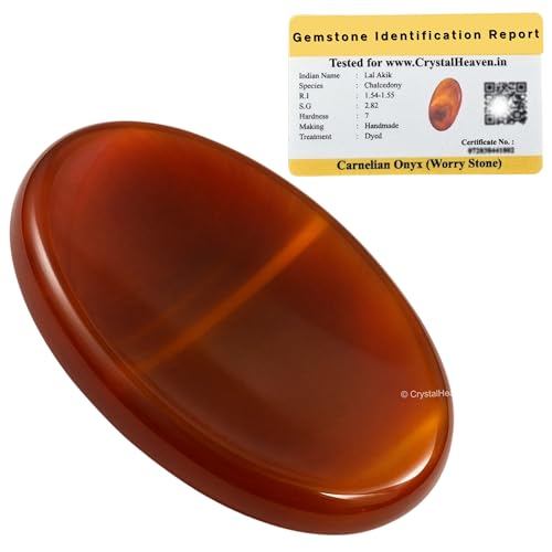 Image of Carnelian Onyx Crystal Thumb Worry Pebbles Stones for Anxiety Stress Relief Massage - AAA Grade Original Healing Gemstone Agate Rubbing Stone for Yoga Meditation Spiritual Reiki Feng Shui