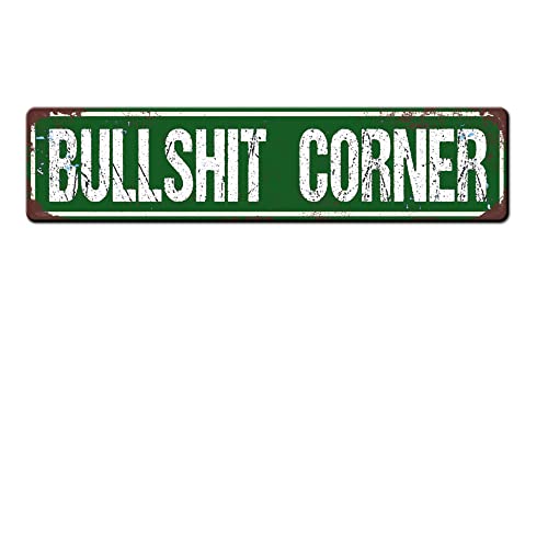 Letrero de metal de metal con esquina de (verde), letrero de metal retro de aluminio para decoración de calle, hogar, oficina, jardín, 4 x 16 pulgadas