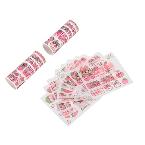 Liyeeo Colored Masking Tape, Gift Scrapbook Tape for Diaries for Calendars for Manuals(Strawberry Milkshake)