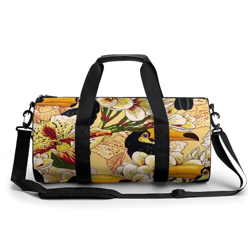 Sac de sport gym fleur oiseau rétro aux finitions soignées pour voyage raffiné