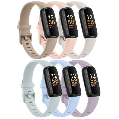 Meliya 6Pack Straps Compatible with Fitbit Inspire 3 for Women Girl Kids, Adjustable Soft Silicone Sport Replacement Wristband for Fitbit Inspire 3 Tracker Straps