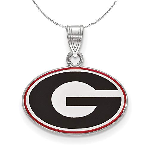 The Black Bow Sterling Silver U. of Georgia Small Enamel Necklace - 20 Inch