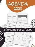 AGENDA 2023 1 Semaine sur 2 Pages: Grand Planificateur Semainier avec calendier 2023 - 365 jours, liste de contacts, planificateur hebdomadaire, (jan 2022 à déc 2023) | Français
