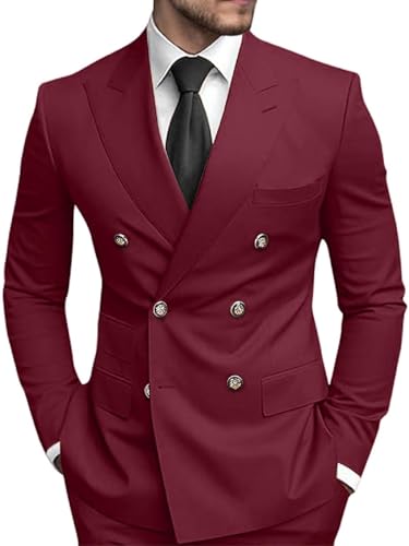 Men's 2 Piece Suits Slim Fit Suit Double Breasted Suit Set Formal Tuxedo for Wedding Prom Business Dinner Party