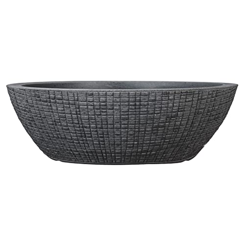 Scheurich Barceo Jardiniere 60, Pflanzschale/Blumentopf/Pflanzenschale, oval, Farbe: Stony Black, hergestellt mit recyceltem Kunststoff, 10 Jahre Garantie, für den Außenbereich
