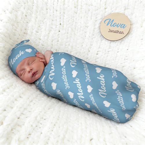 Image of Personalized Baby Blanket, Custom Swaddle Blanket for Newborns with Name, Customized Baby Blanket for Boys and Girls, Ideal Personalized Baby Gifts for Newborns and Baby Showers (Name with Icons)
