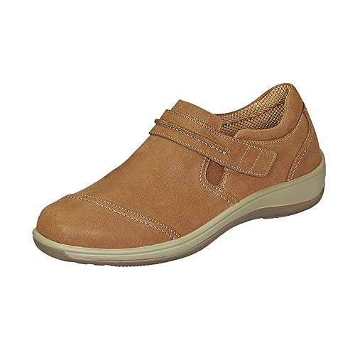 Orthofeet Women's Solerno Monk-Strap Loafer, Camel, 10.5 Wide