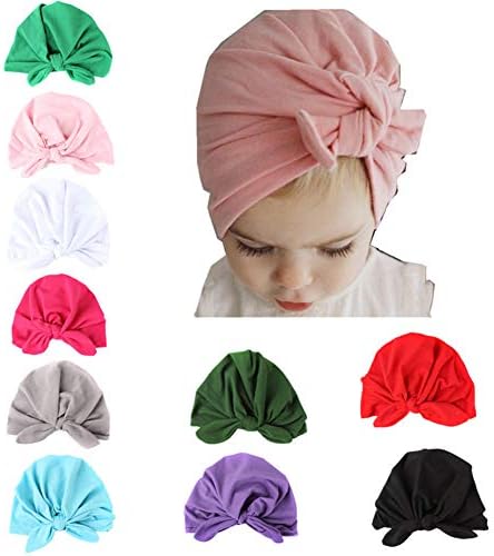 Guozyun Baby Girl Hat Baby Infant Beanie Headwrap Toddlers Hospital Hat Kids Knotted Turbans Headband Cap (8 Color-a)
