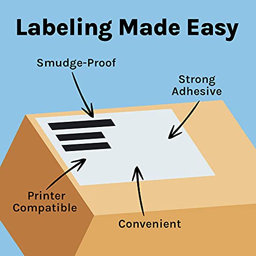 Premium Label Supply White Sticker Half Sheet Labels – 8.5" X 5.5" – Laser/Inkjet Compatible – (2 Labels/Sheet), 300 Sheets - 600 Total Adhesive Labels #TOP5