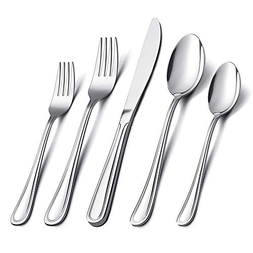 Silverware Set Elegant Life 20-Piece Stainless Steel Silverware Flatware Cutlery Set Service for 4 Knife Fork Spoon Flatware Set Modern Design Smooth Edge