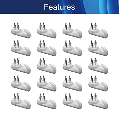 Image of Aicosineg Hardwall Hanger Mount Non-Mark Hook Photo Picture Frame Hanger for Fasteners Wall Wallpaper Walls Concrete Hooks Wooden Doors Hardware Medium White Tone 100pcs