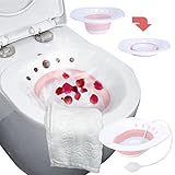 Foldable Squat-Free Bath, Hemorrhoid Sitz Bath, Toilet Sitz Bath, Postpartum Care, Perineal Care, Episiotomy Recovery, Reusable Anal and Vaginal Care (Pink)