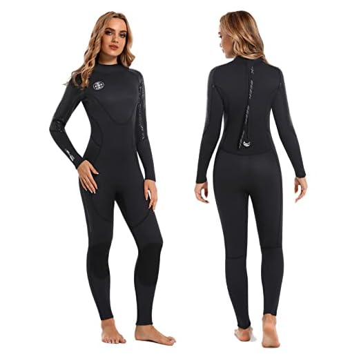 Neoprenanzug Damen Neopren Thermo Schwimmanzug - 3MM UV Schutz Herren Tauchanzug Lange Ärmel Rückenreißverschluss Ultra Stretch Schwarz Wetsuit Outdoor Taucher Badeanzug für Schnorcheln Schwimmen XS