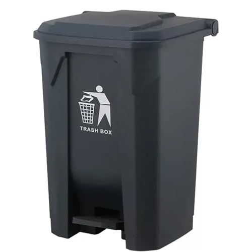 DUAS 30/50/80L Pedal Bin Large Recycling & Rubbish Dustbin for Kitchen Home & Office Durable Plastic Waste Trash Bin with Foot Pedal & Lid (Black 80L)