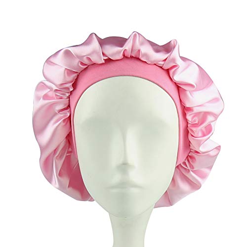 Sleep Cap For Kids Satin Hair Scarf Girls Night Head Wrap Floral Silk Nightcap Light Pink #TOP2