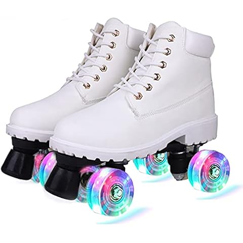 QILIYING Inline Skates Hot Summer Roller Skates Woman Man Kids Shoes Double Row Rollers on 4 Wheels Flash 6 Colors Patines Sliding Quad Sneakers Roller Skates Cover