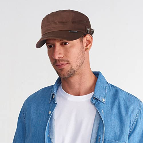 Wimdream Mens Military Style Caps, Cotton Cadet Army Style Sun Hats Beige #TOP4