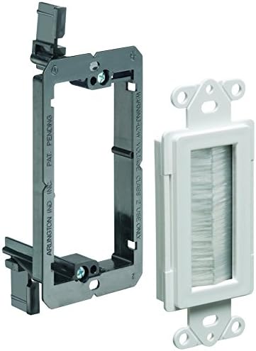 Arlington LVCED135-1 Cable Entry Device with Brush-Style Opening and Low-voltage Bracket, 1-Gang, White, 1-Pack