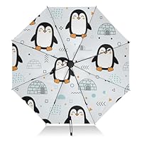 J JOYSAY Penguin Winter White Umbrella for Rain Folding Large Umbrellas for Girls
