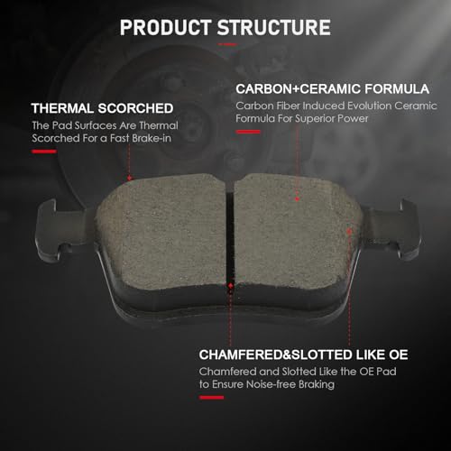 Image of cciyu D1761 Rear Ceramic Disc Brake Pads Kit For Audi A3 15-20 /A3 Quattro 15-18 /S3 15-18 /TT Quattro 16-18,For Volkswagen Arteon 19 /For Atlas 18 /For Golf R 15-17 /For Jetta 19-21 /For Tiguan 18