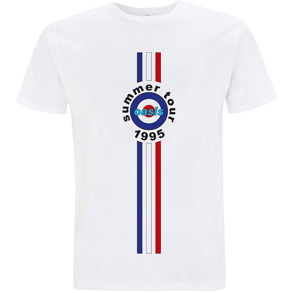 Oasis T Shirt Stripes 95 Band Logo Official Mens White L