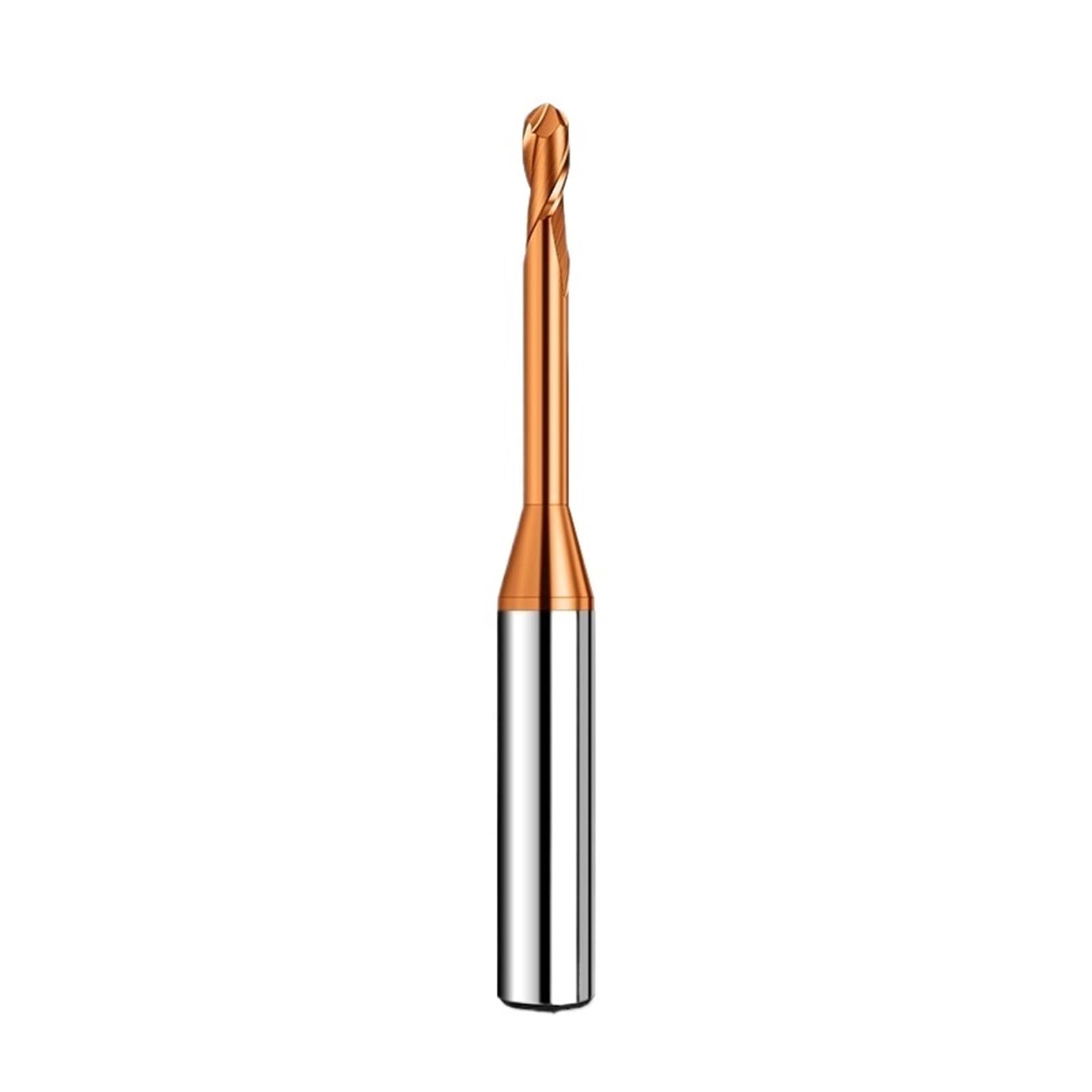 1 unidad HRC60 fresa de punta bola ranura profunda R0.5 .75 R1.5mm 2 flautas cortador CNC cuello largo acero tungsteno for Metal(R1.5X14CX4DX50L)