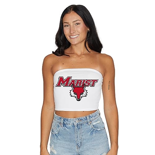 Lojobands Women's Tailgate Outfit College Game Day Tube Top Strapless Top One Size Fits Most (One Size, Marist Red Foxes - White)