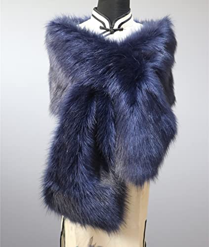 Women Oversized Faux Fur Shawls Long Bolero Fluffy Warm Shoulder Cover Up Shrug Stole Scarf with Slit2