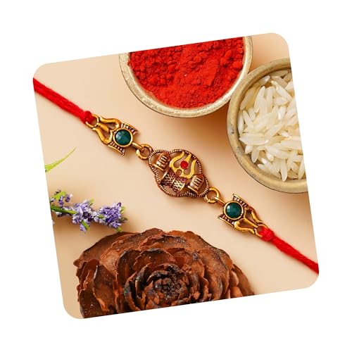 Image of eCraftIndia Designer Bracelet Religious Rakhi, Brown::Gold, One Size