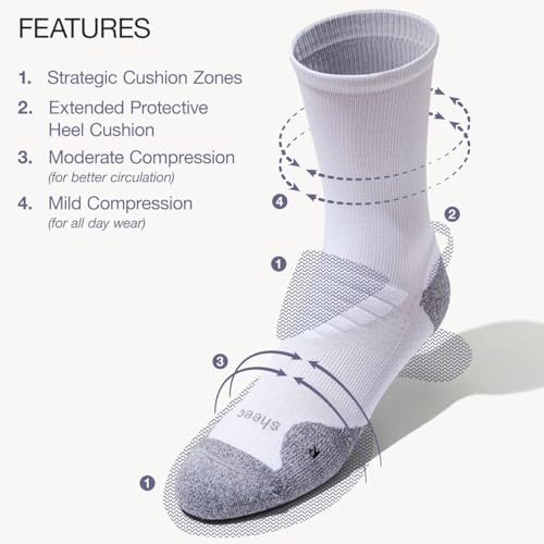 SHEEC Men's Cushioned Athletic Socks, Arch Support, Moisture-Wicking, Anti-Blister-Crew, Quarter & Ankle for Running & Hiking2