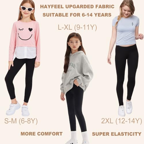 Girls Leggings with Pockets-Kids Soft High Waist Athletic Workout Dance Running Yoga Pants for 6-14Years4