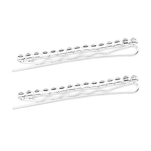 Rosemarie Collections Women's Rhinestone Sparkle Hair Clip Bobby Pins (Silver Tone) Two Per Package 2 Inch #TOP1