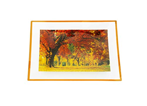 Gac Unique Landscape Design Rectangular Tempered Glass Serving Tray On Glass Ball Legs – 8X12 Inch – Break Resistant – Oven, Microwave, And Dishwasher Safe – Attractive Yellow Colored Serving Platter #TOP1